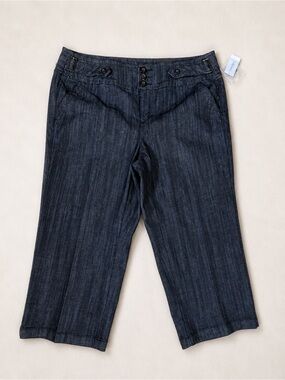 Roz & Ali Dark Indigo Cropped Denim Capri Pants women’s 16 NWT